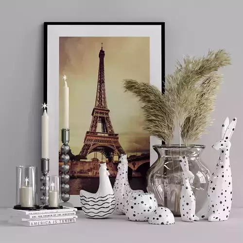 Decorative-set-with-frame eiffel tower on table
