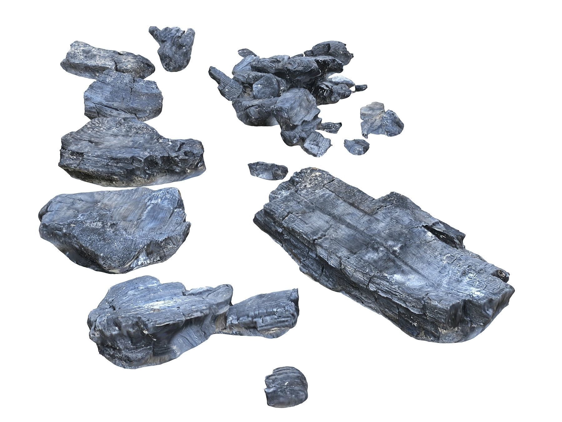 Burned Wood Low-poly 3D model_1