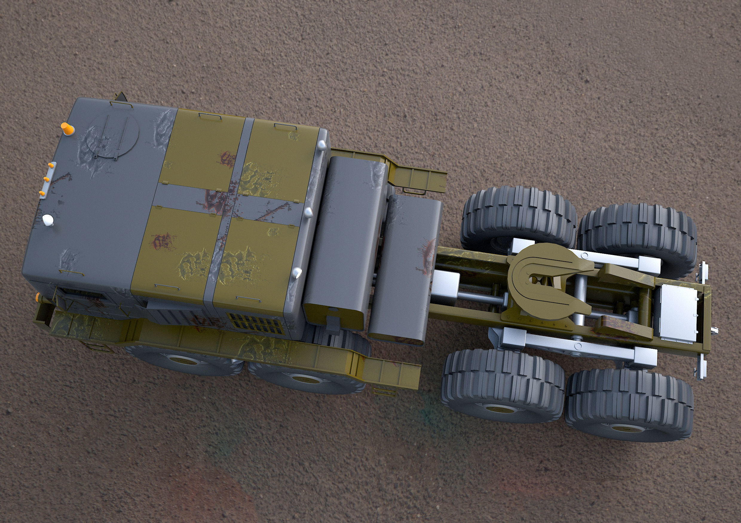 MA3-537 military tractor 3D model_4