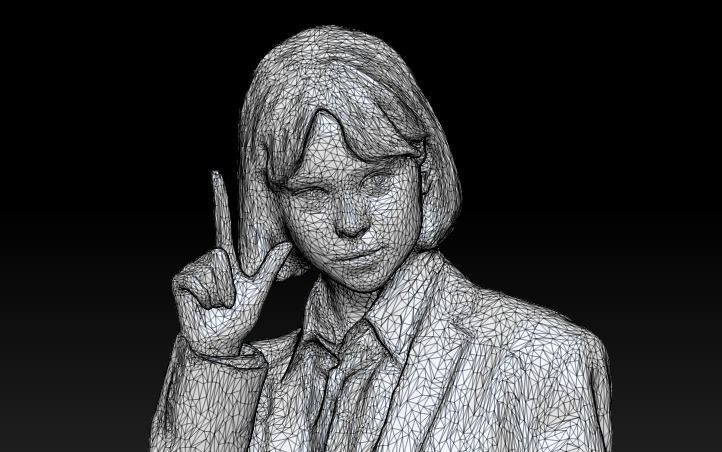 Playful girl in school uniform posing 183 Low-poly 3D model_4