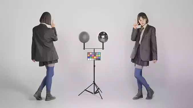 Playful girl in school uniform posing 183 Low-poly 3D model Playful girl in school uniform posing 183 Low-poly 3D model