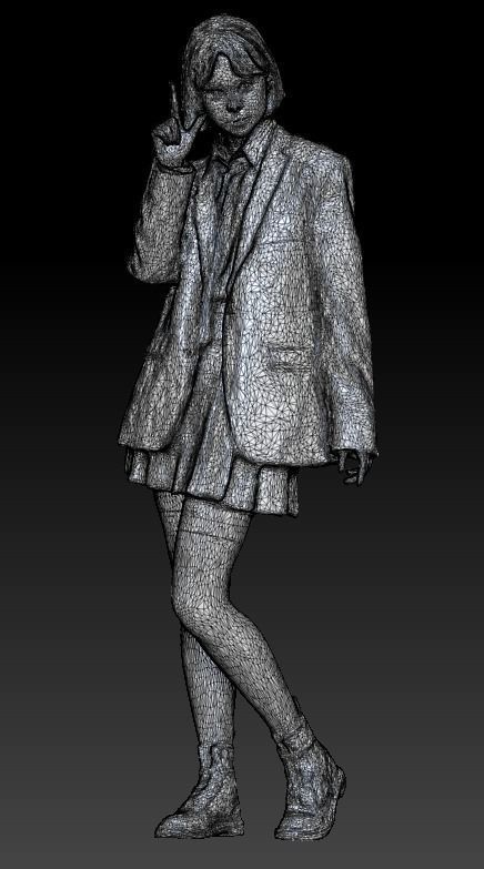 Playful girl in school uniform posing 183 Low-poly 3D model_5