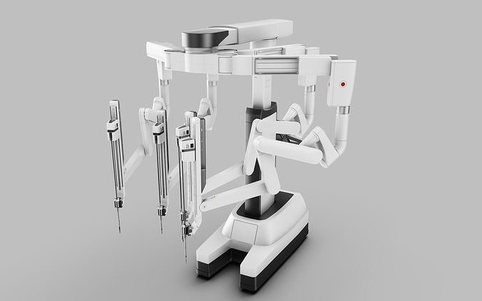Surgical Robotic System da Vinci SI with an operating table 3D model