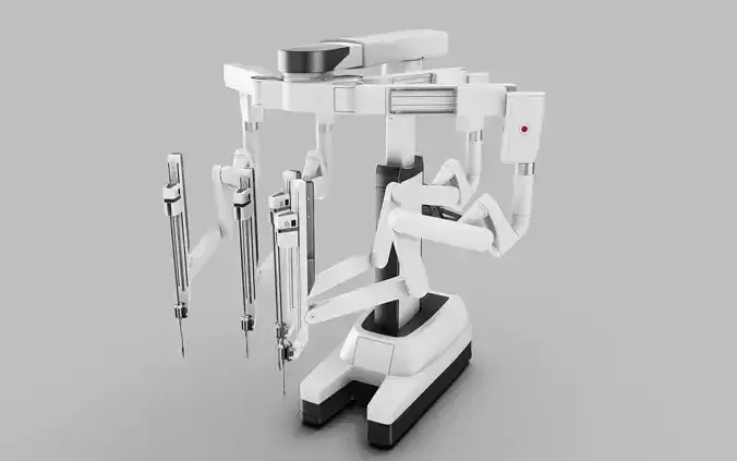Surgical Robotic System da Vinci SI with an operating table 3D model