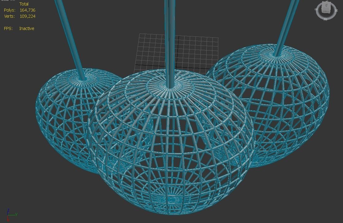 chandelier inspire with almond  3D model_4