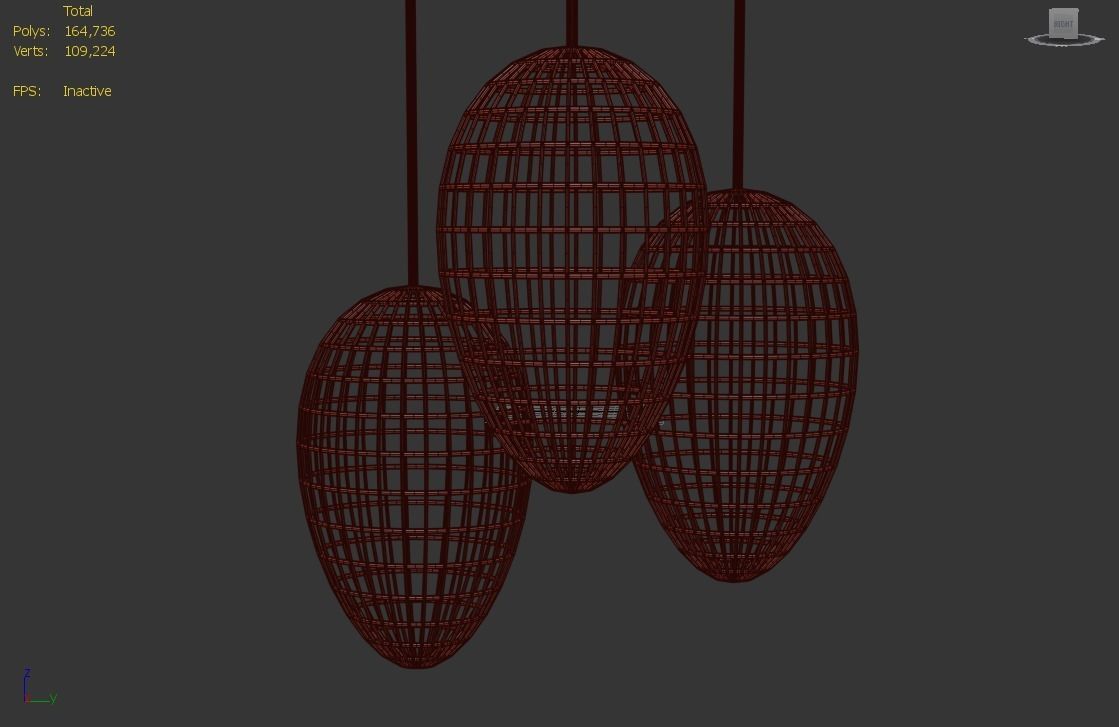 chandelier inspire with almond  3D model_3