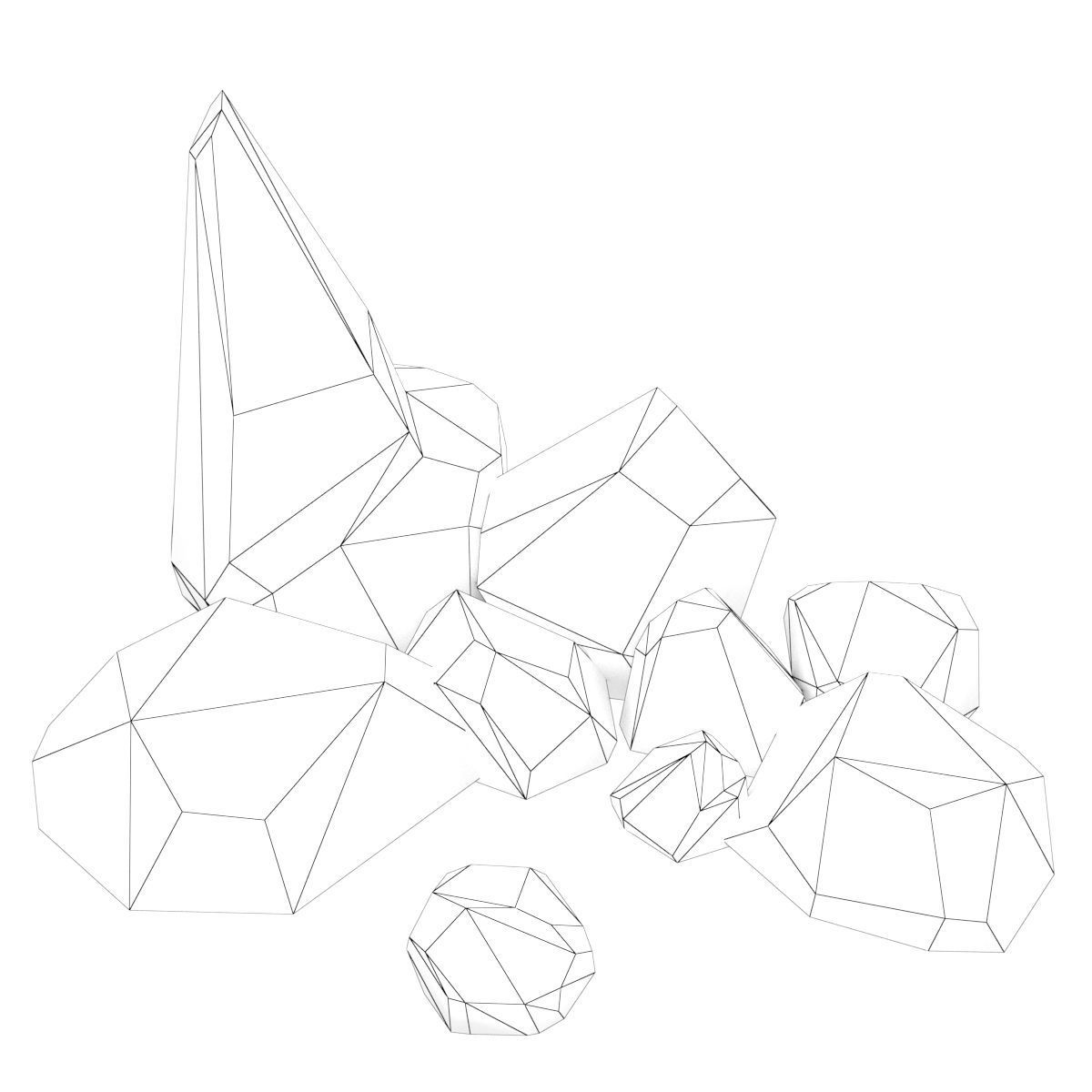 Cartoon rock Low-poly 3D model_9