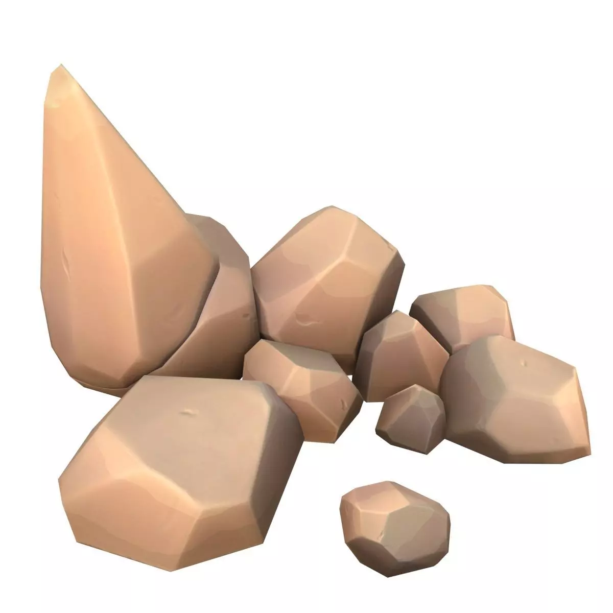 Cartoon rock Low-poly 3D model_0