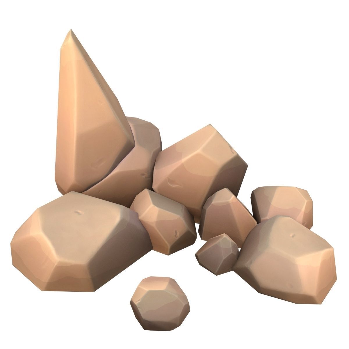 Cartoon rock Low-poly 3D model_5