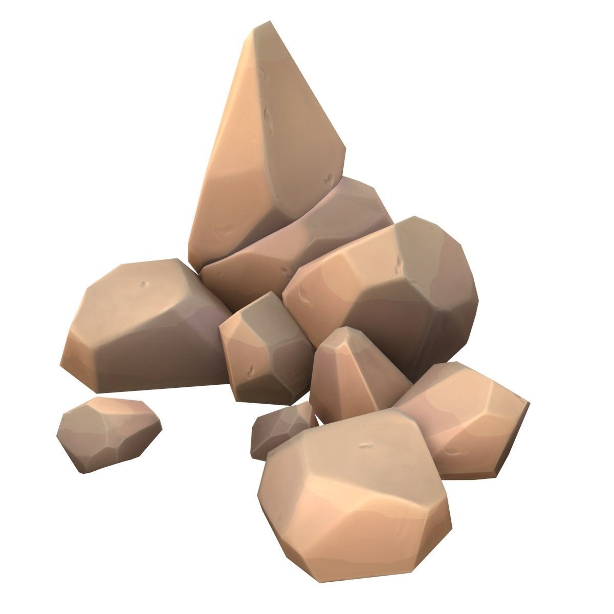 Cartoon rock Low-poly 3D model_3
