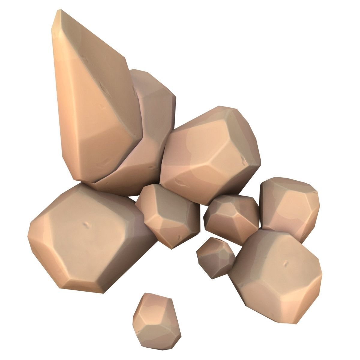 Cartoon rock Low-poly 3D model_6