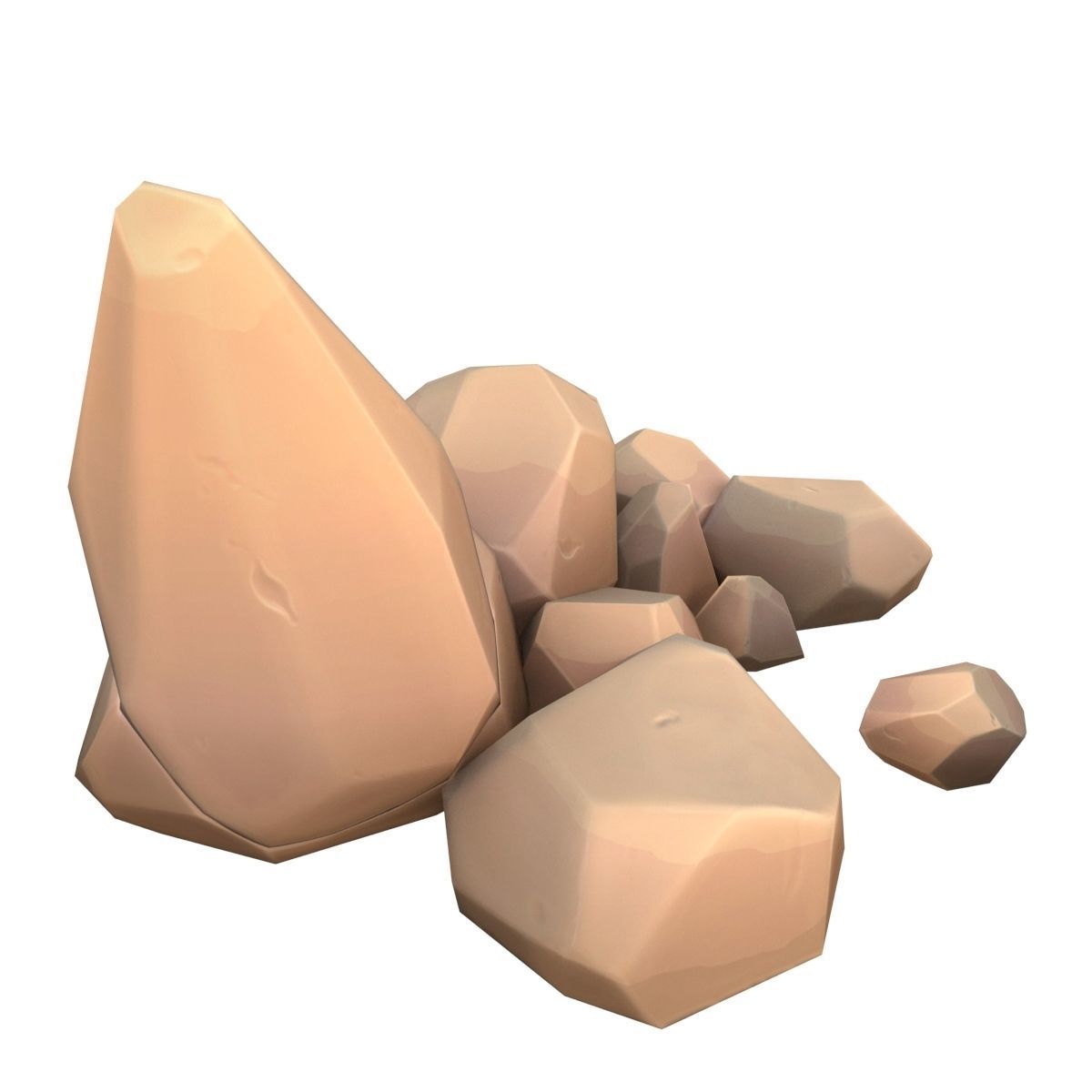 Cartoon rock Low-poly 3D model_1