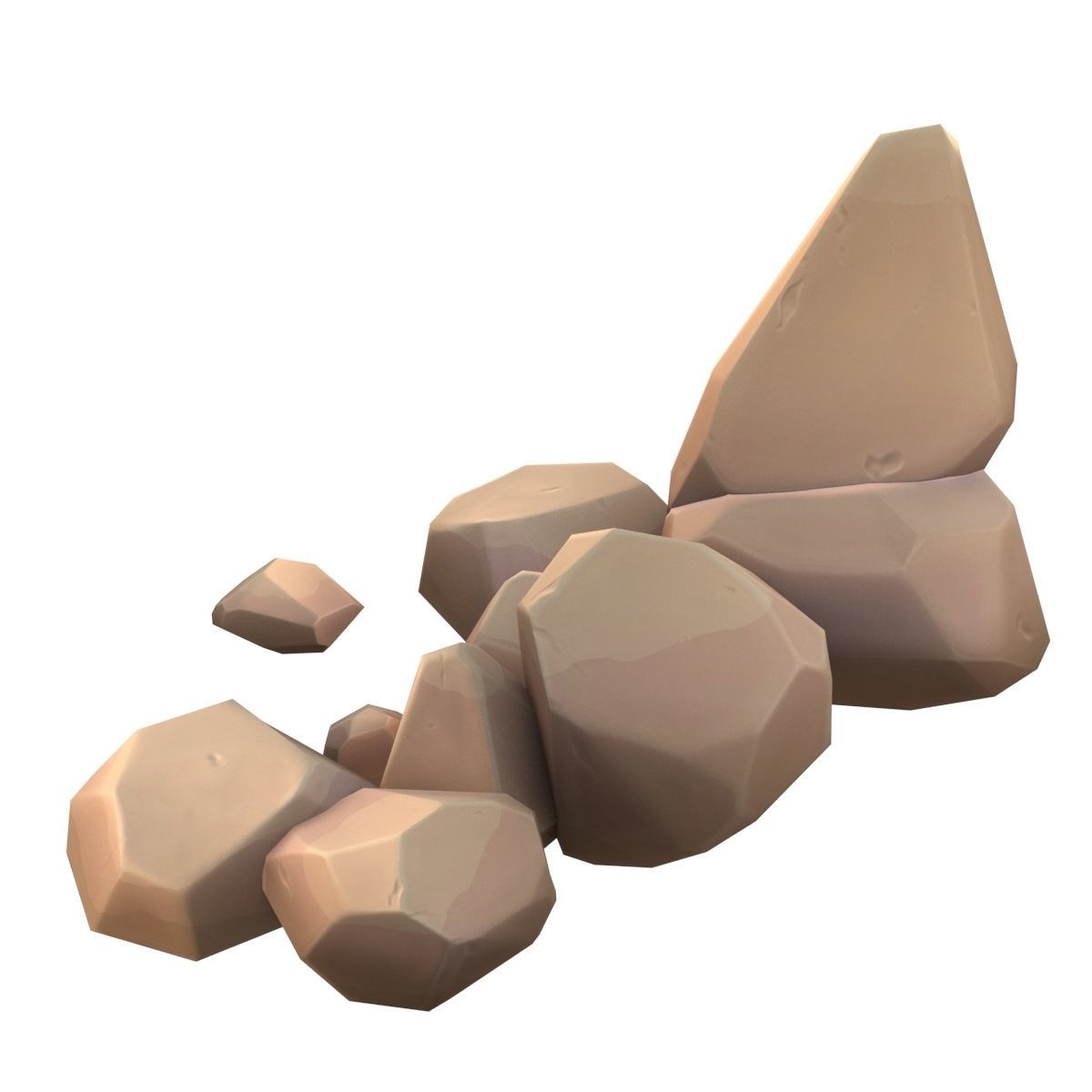 Cartoon rock Low-poly 3D model_2
