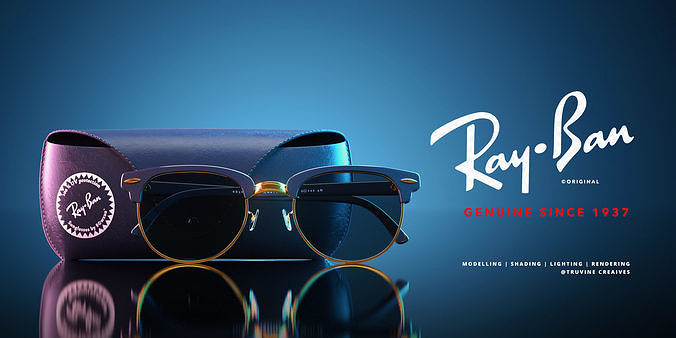RayBan Glasses and  Case Low Poly Low-poly 3D model