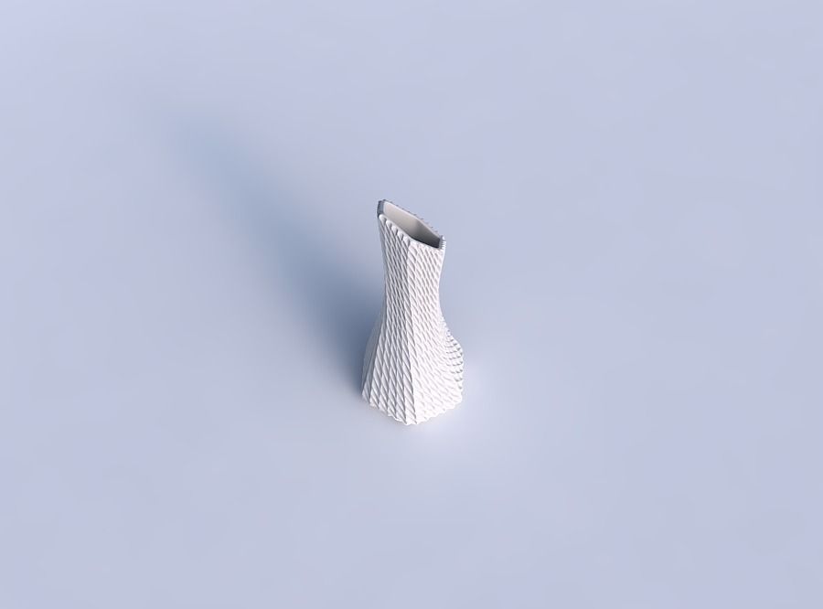 Vase squeezed and bent hexagon with bent extruded pattern 3D print model_1