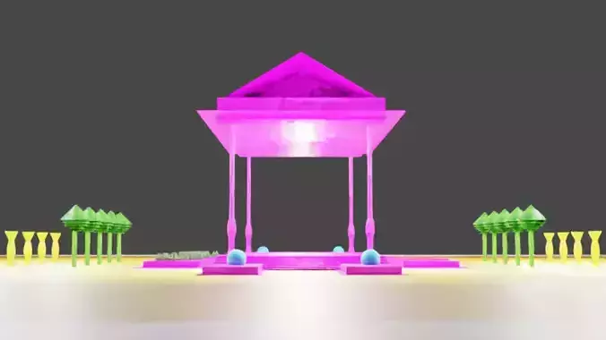 new building and low poly cars