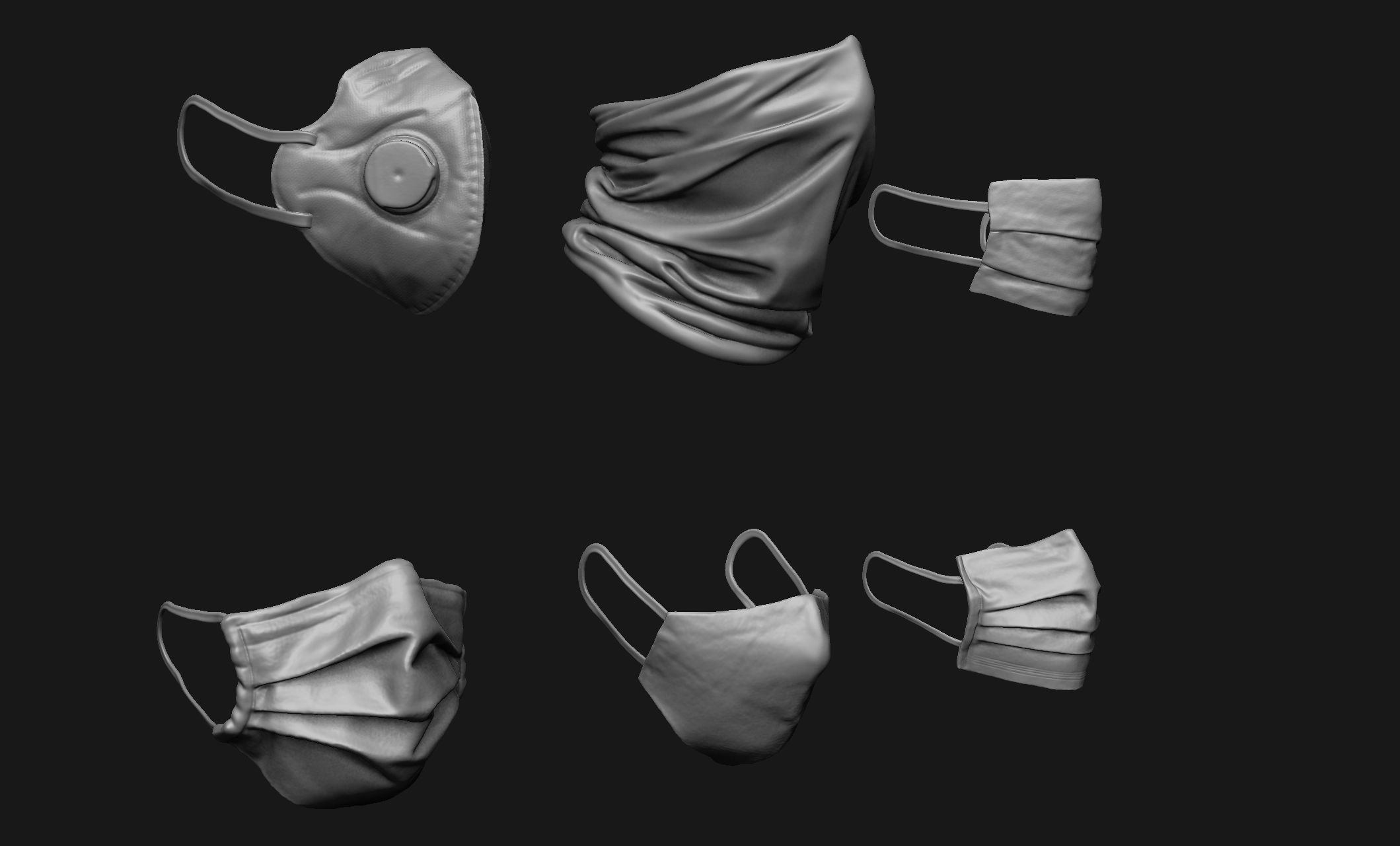 Face Mask Base Mesh Set 3D print model_1