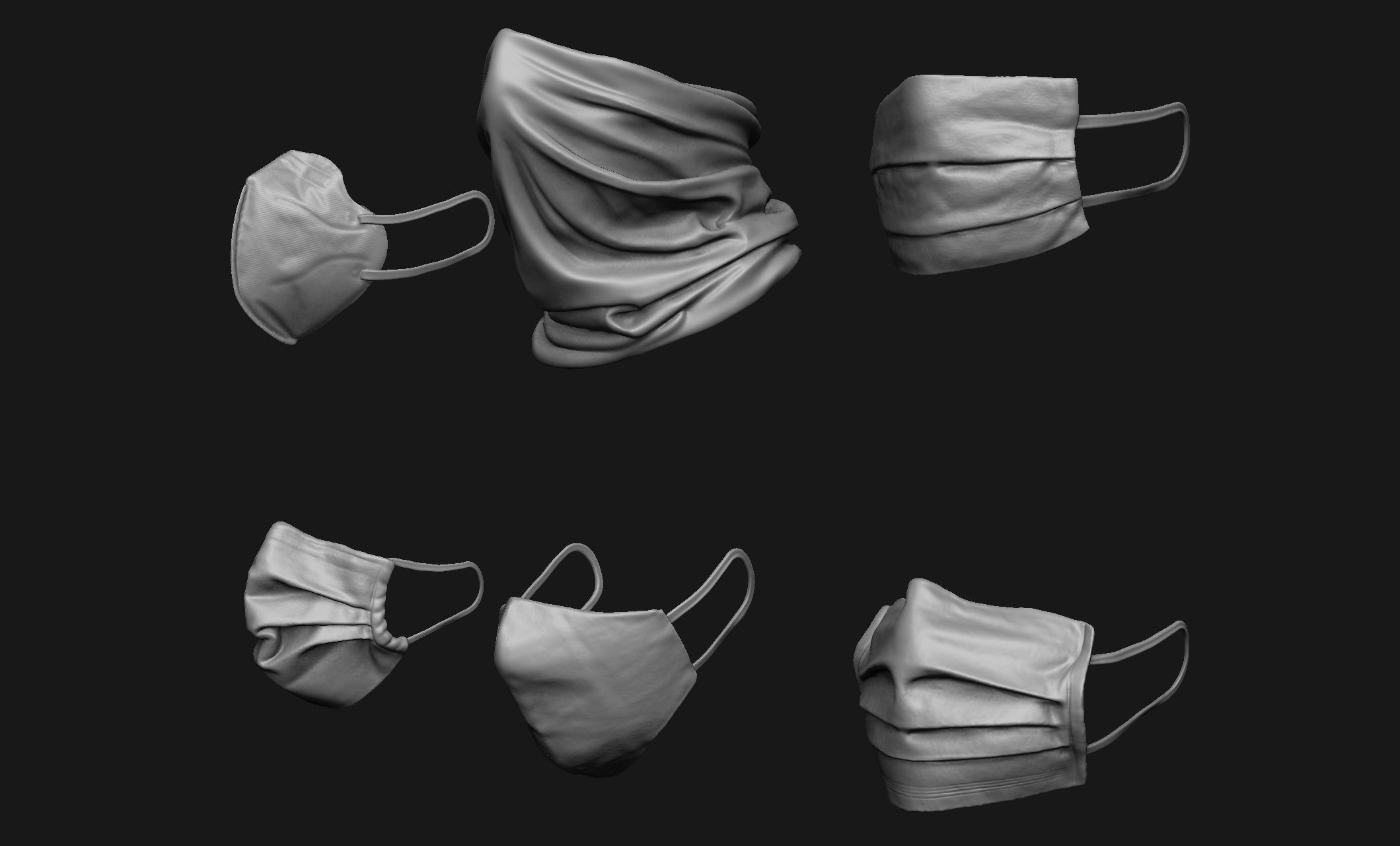 Face Mask Base Mesh Set 3D print model_2