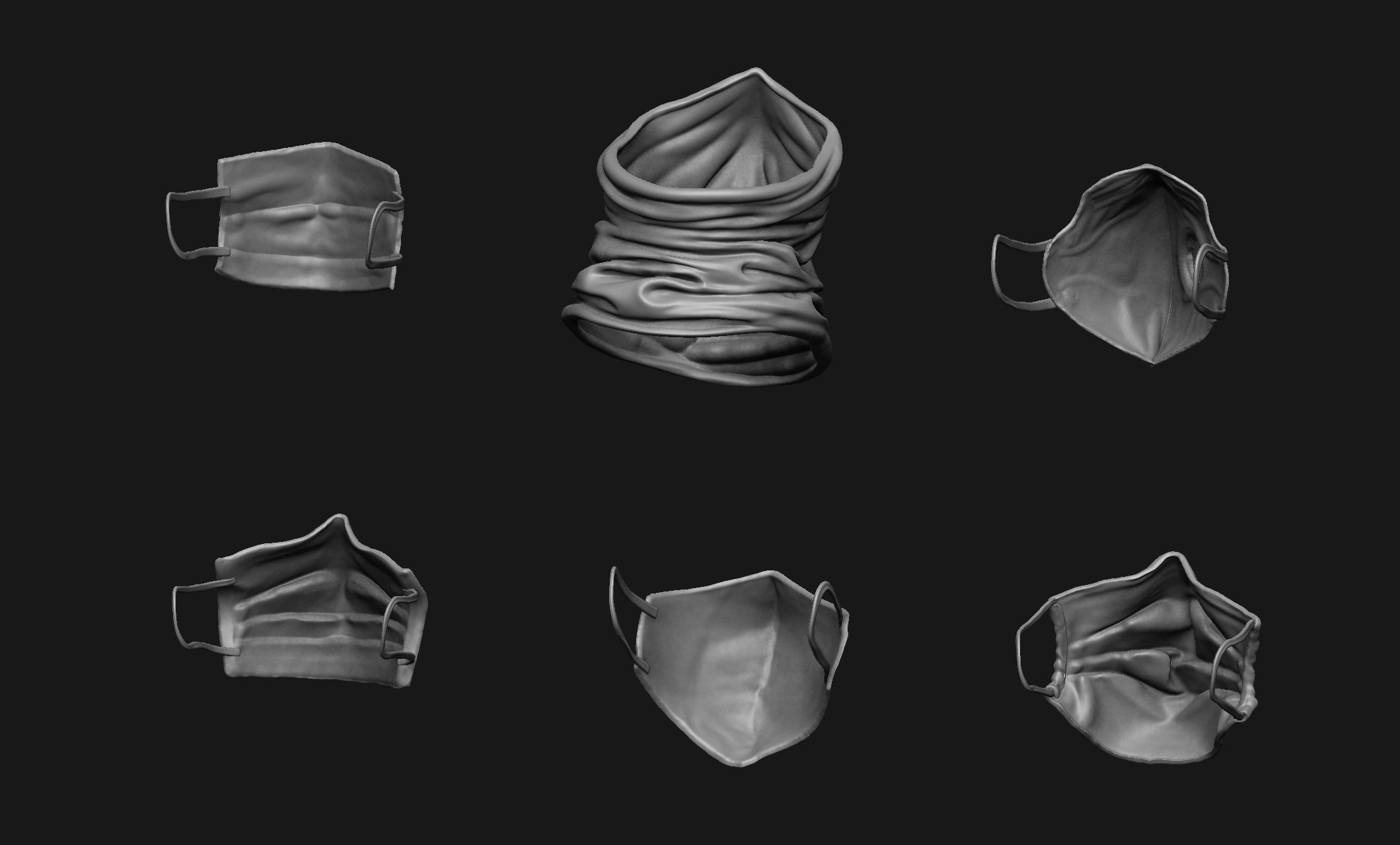 Face Mask Base Mesh Set 3D print model_5