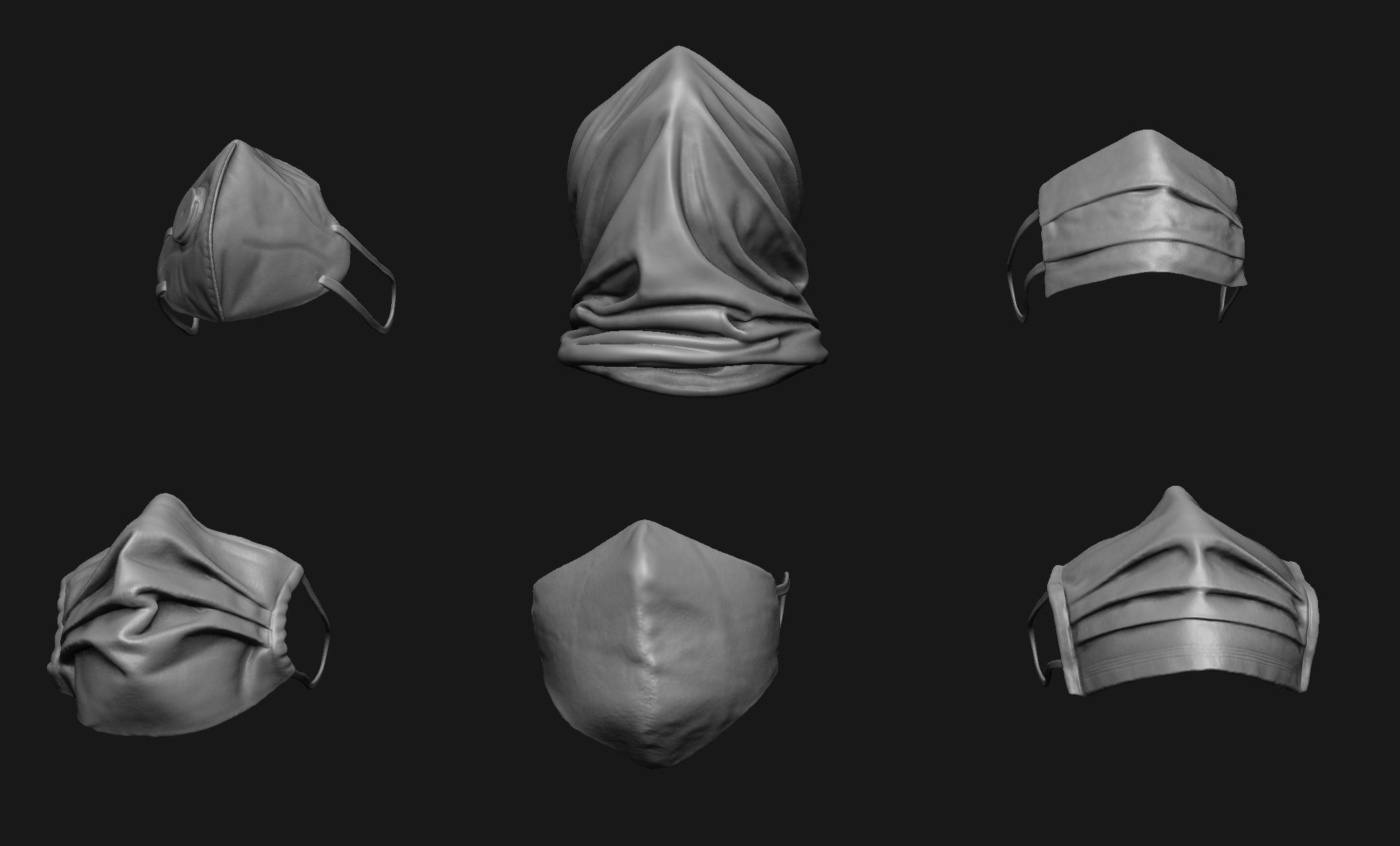 Face Mask Base Mesh Set 3D print model_3