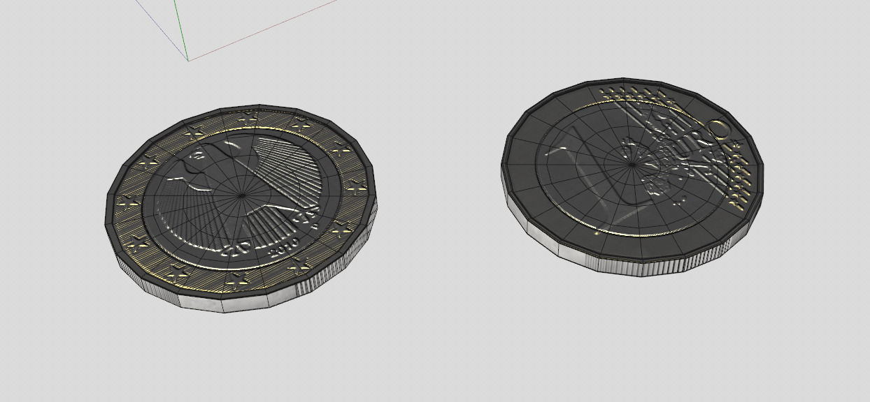 1 Euro Coin Low-poly 3D model_2