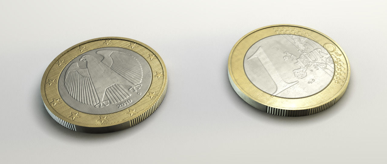 1 Euro Coin Low-poly 3D model_1