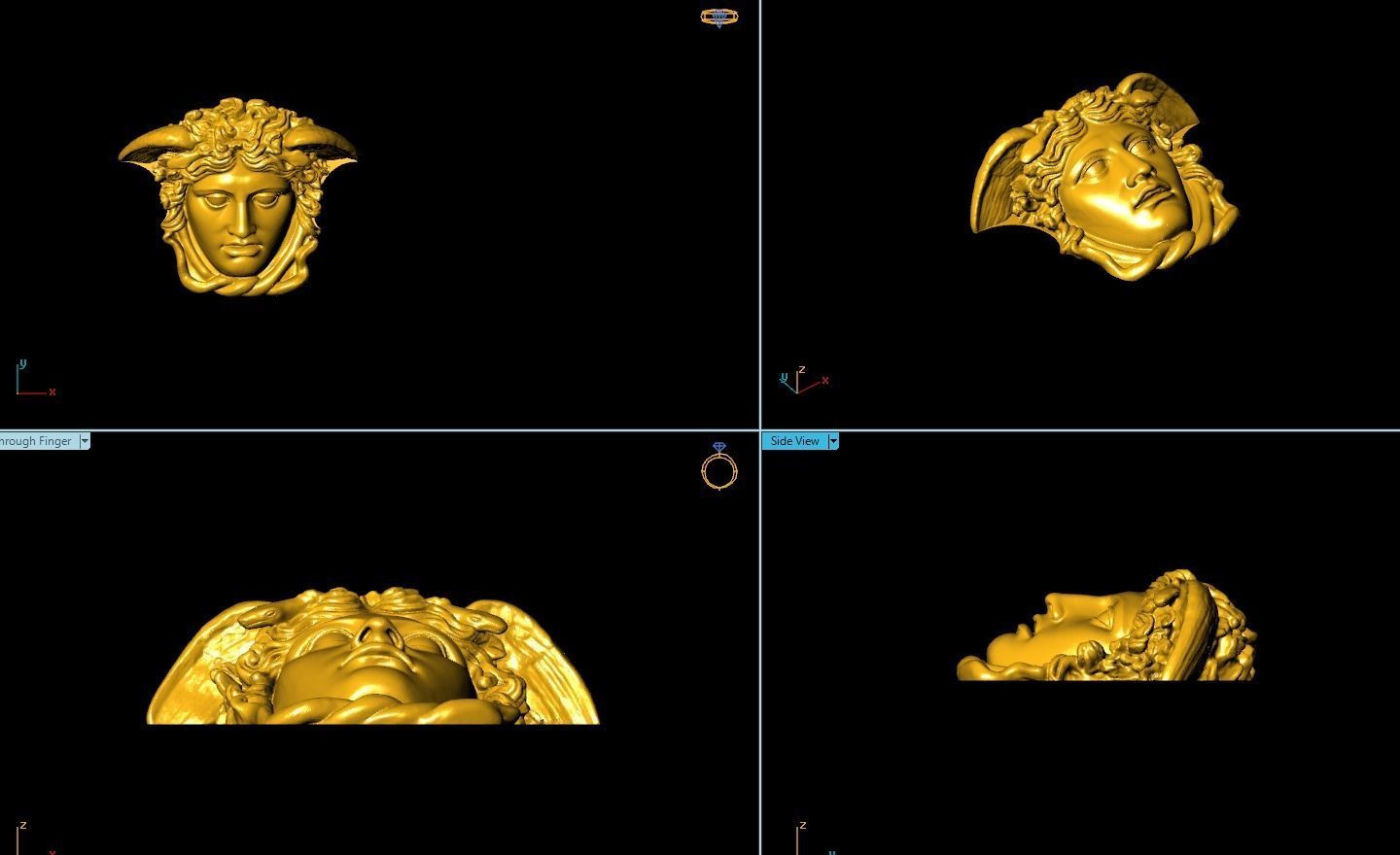 medusa golden head 3D model_1