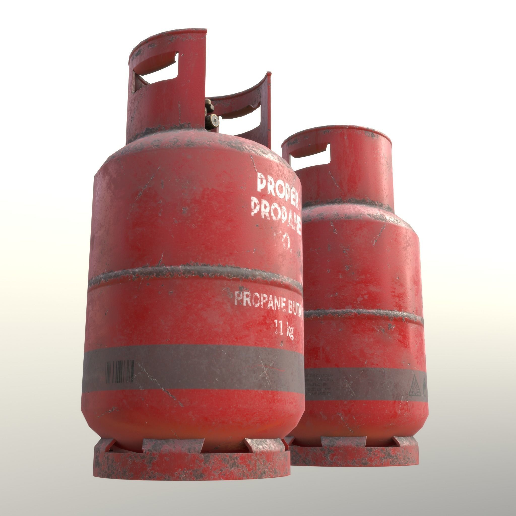 Gas Cylinder 11 kg Red - Clean and Dirty Low-poly 3D model_9