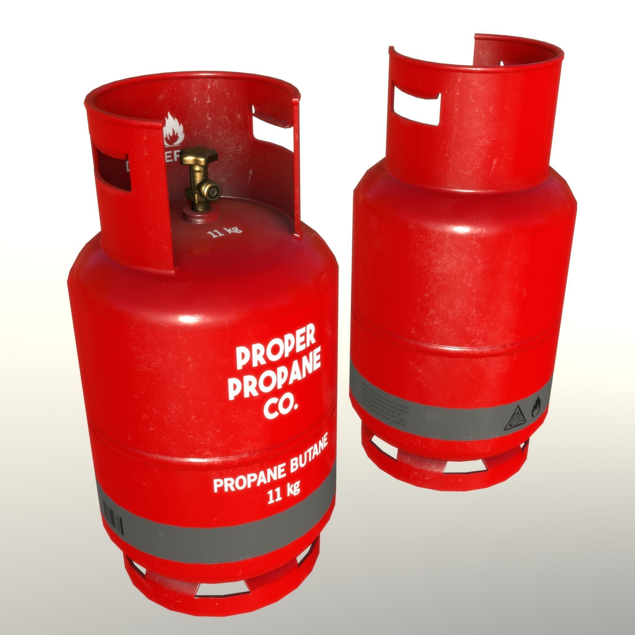 Gas Cylinder 11 kg Red - Clean and Dirty Low-poly 3D model_17