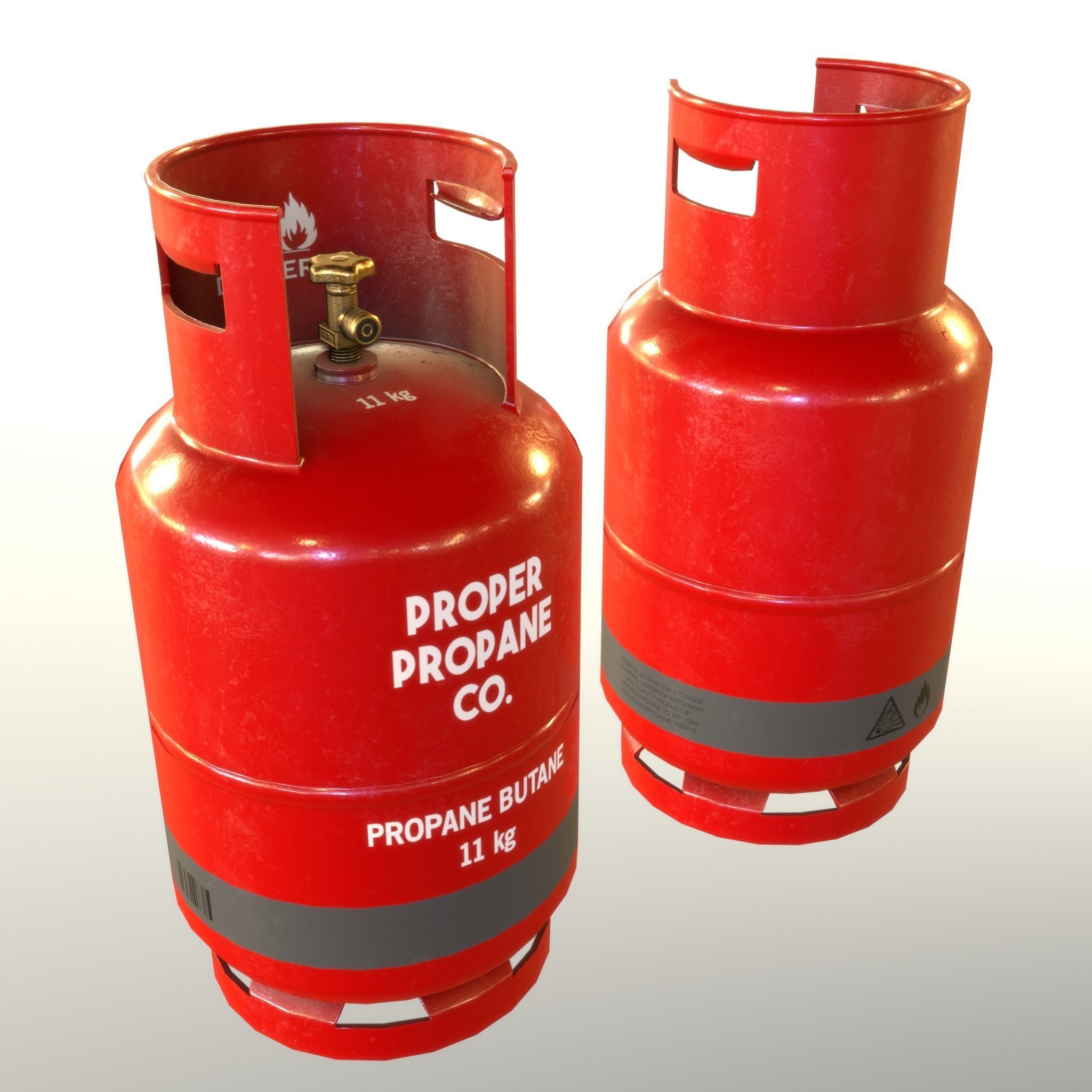Gas Cylinder 11 kg Red - Clean and Dirty Low-poly 3D model_16