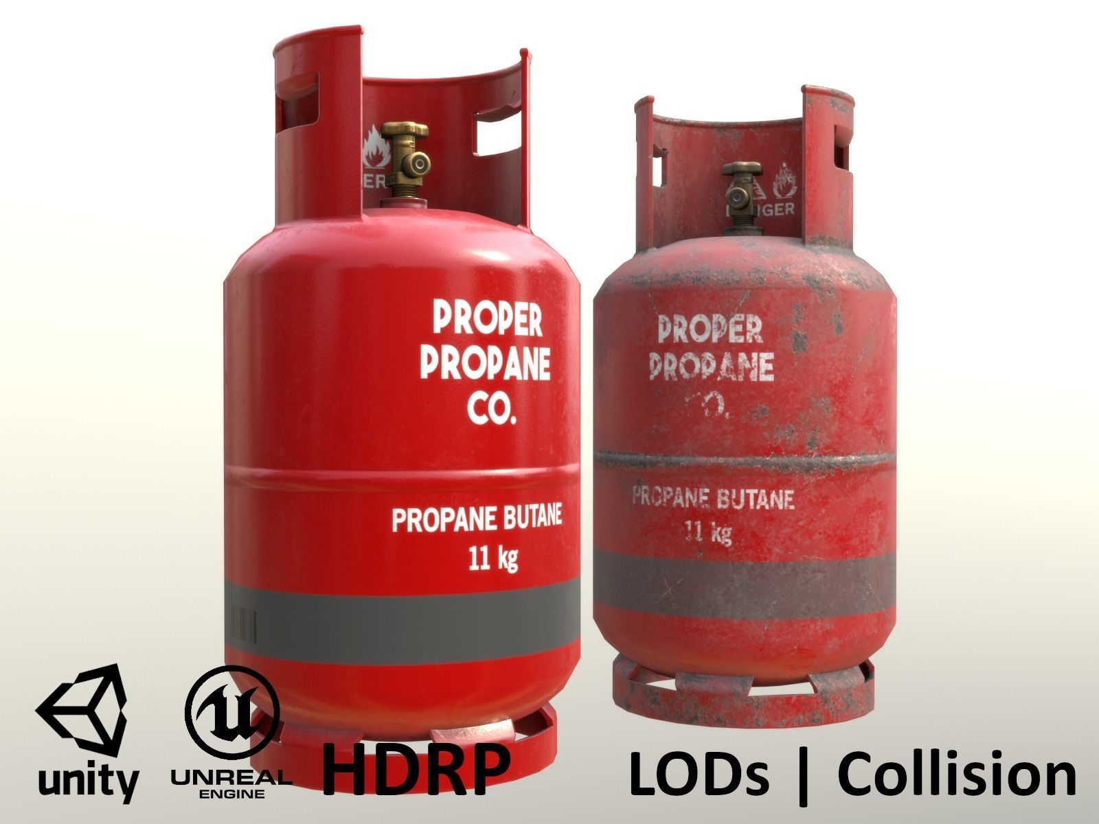 Gas Cylinder 11 kg Red - Clean and Dirty Low-poly 3D model_1