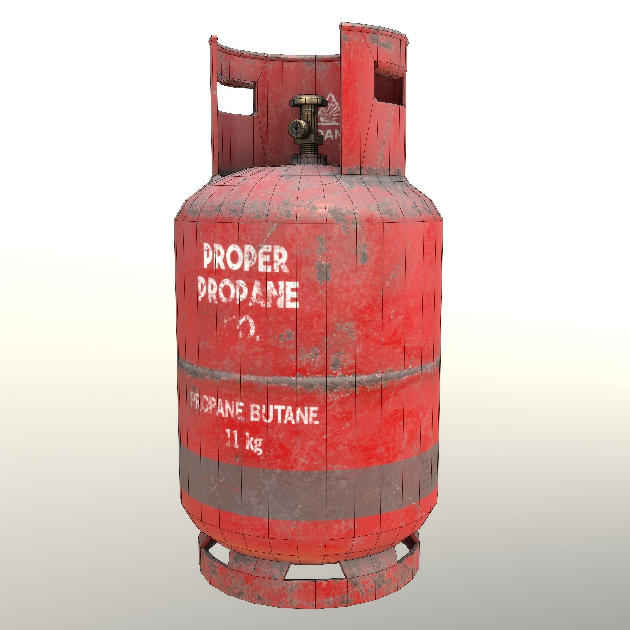 Gas Cylinder 11 kg Red - Clean and Dirty Low-poly 3D model_29