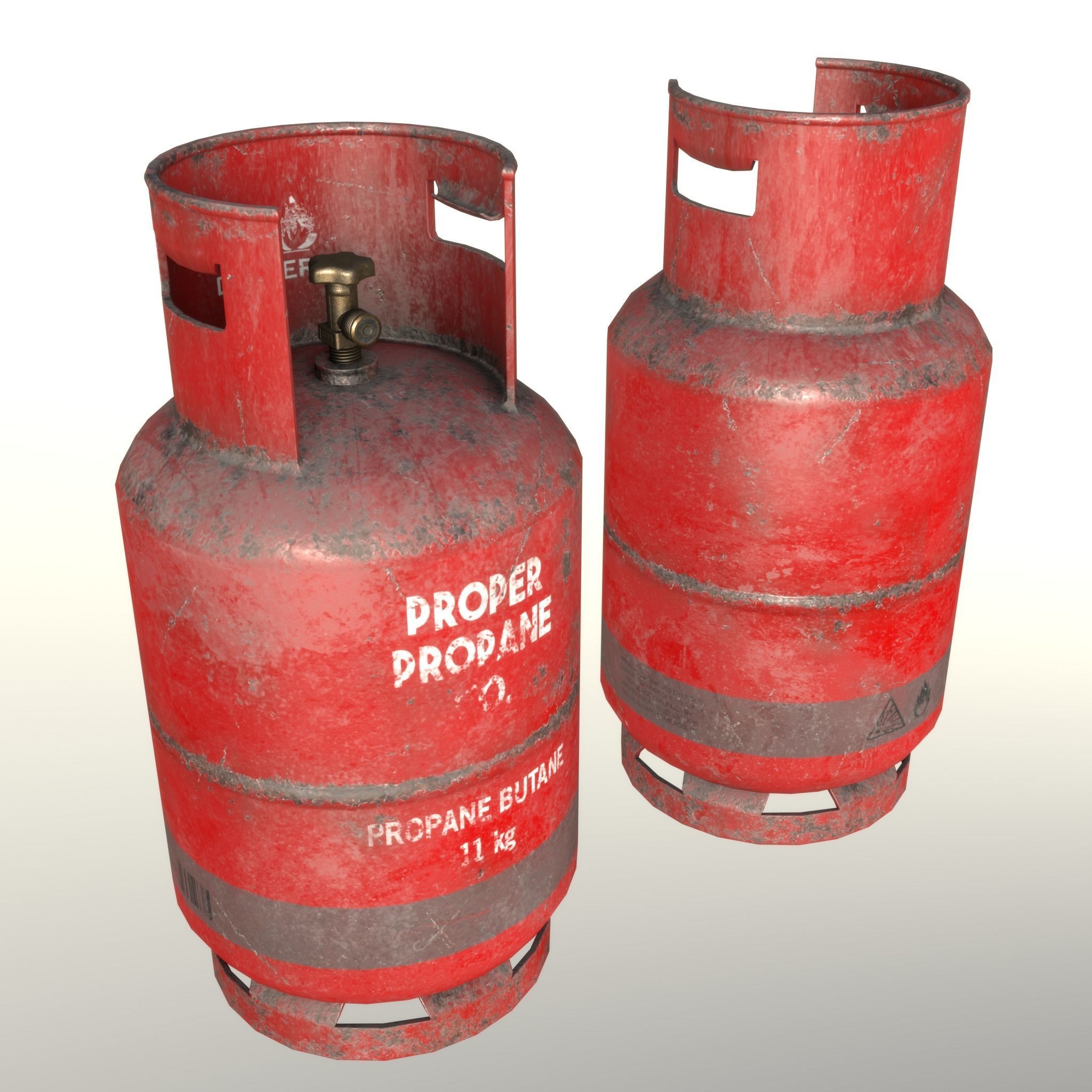 Gas Cylinder 11 kg Red - Clean and Dirty Low-poly 3D model_23