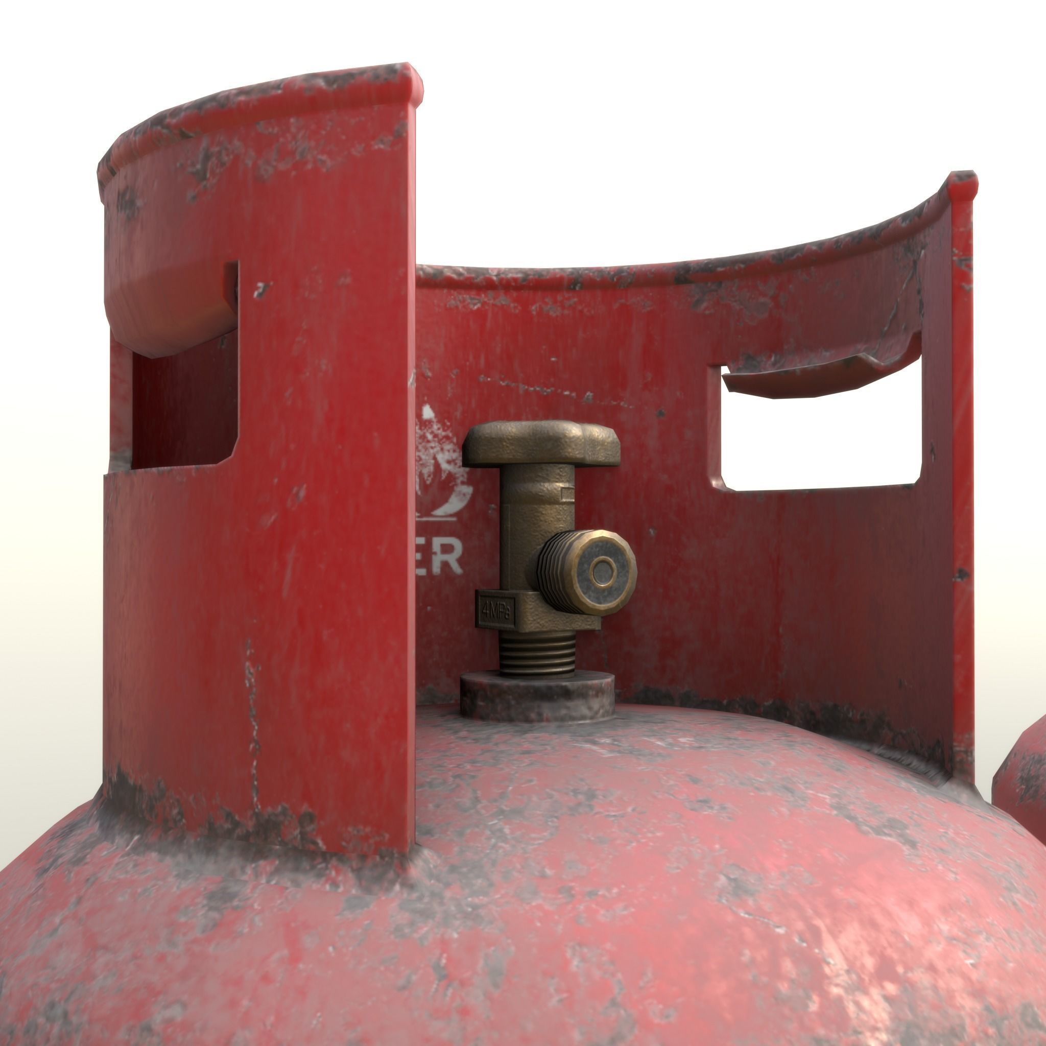 Gas Cylinder 11 kg Red - Clean and Dirty Low-poly 3D model_11