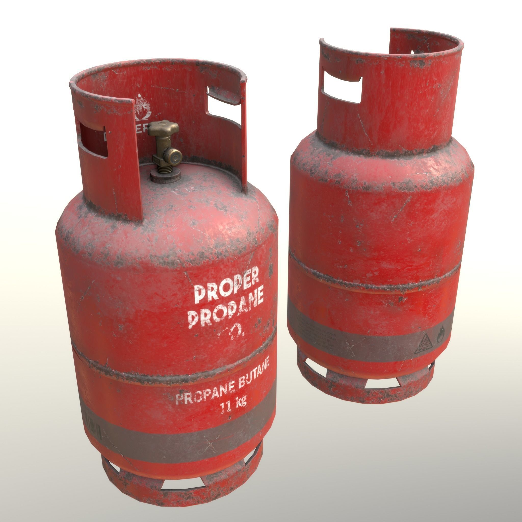 Gas Cylinder 11 kg Red - Clean and Dirty Low-poly 3D model_18