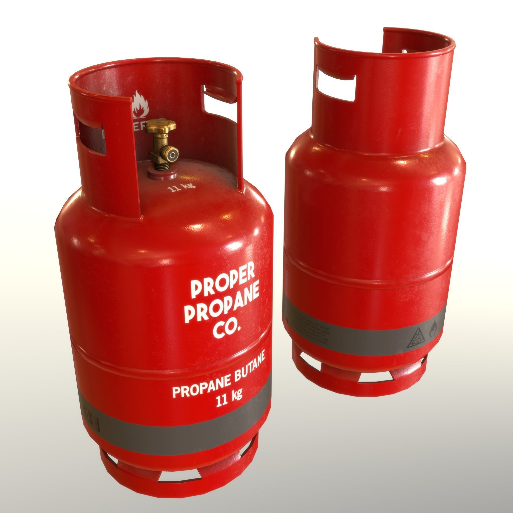 Gas Cylinder 11 kg Red - Clean and Dirty Low-poly 3D model_13