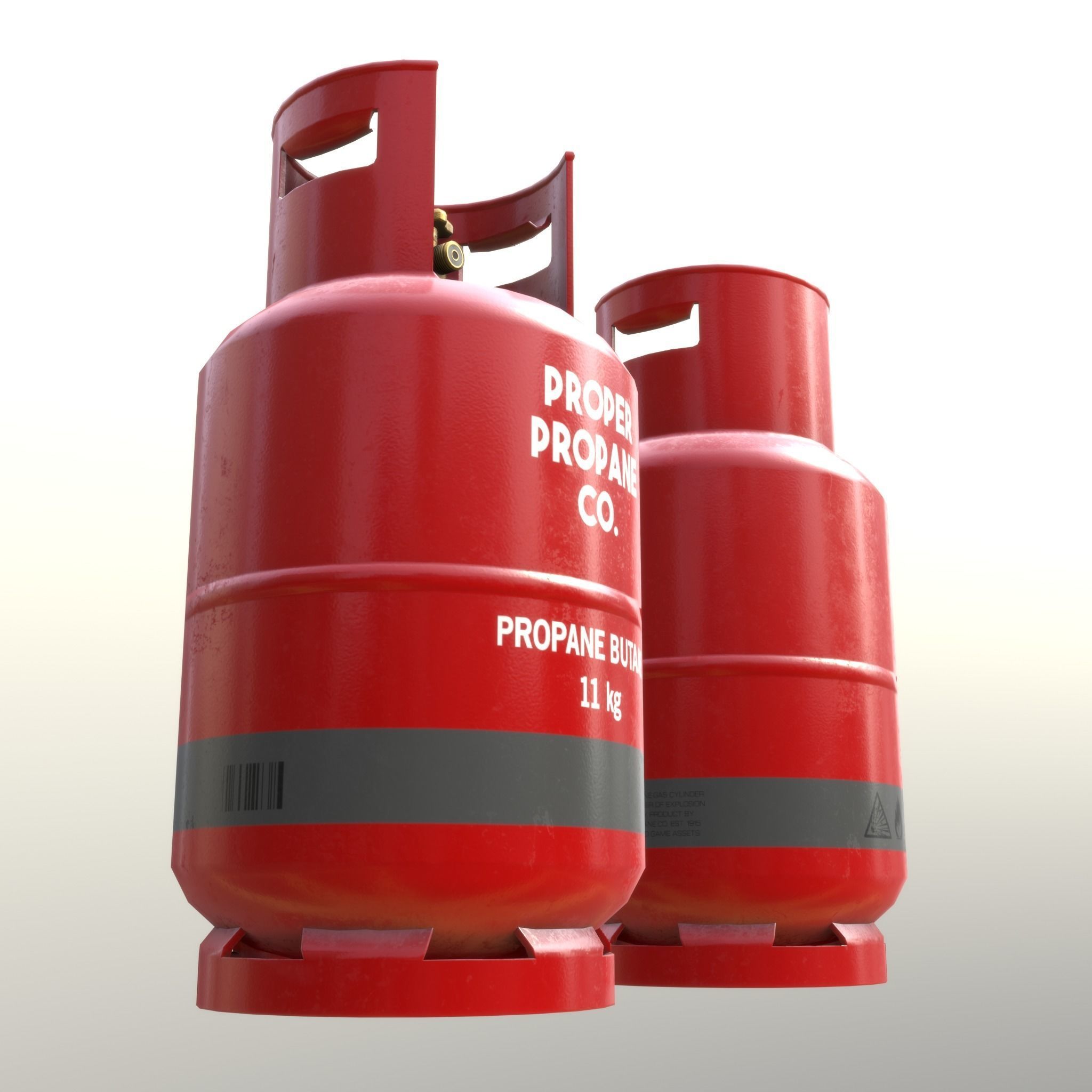 Gas Cylinder 11 kg Red - Clean and Dirty Low-poly 3D model_8