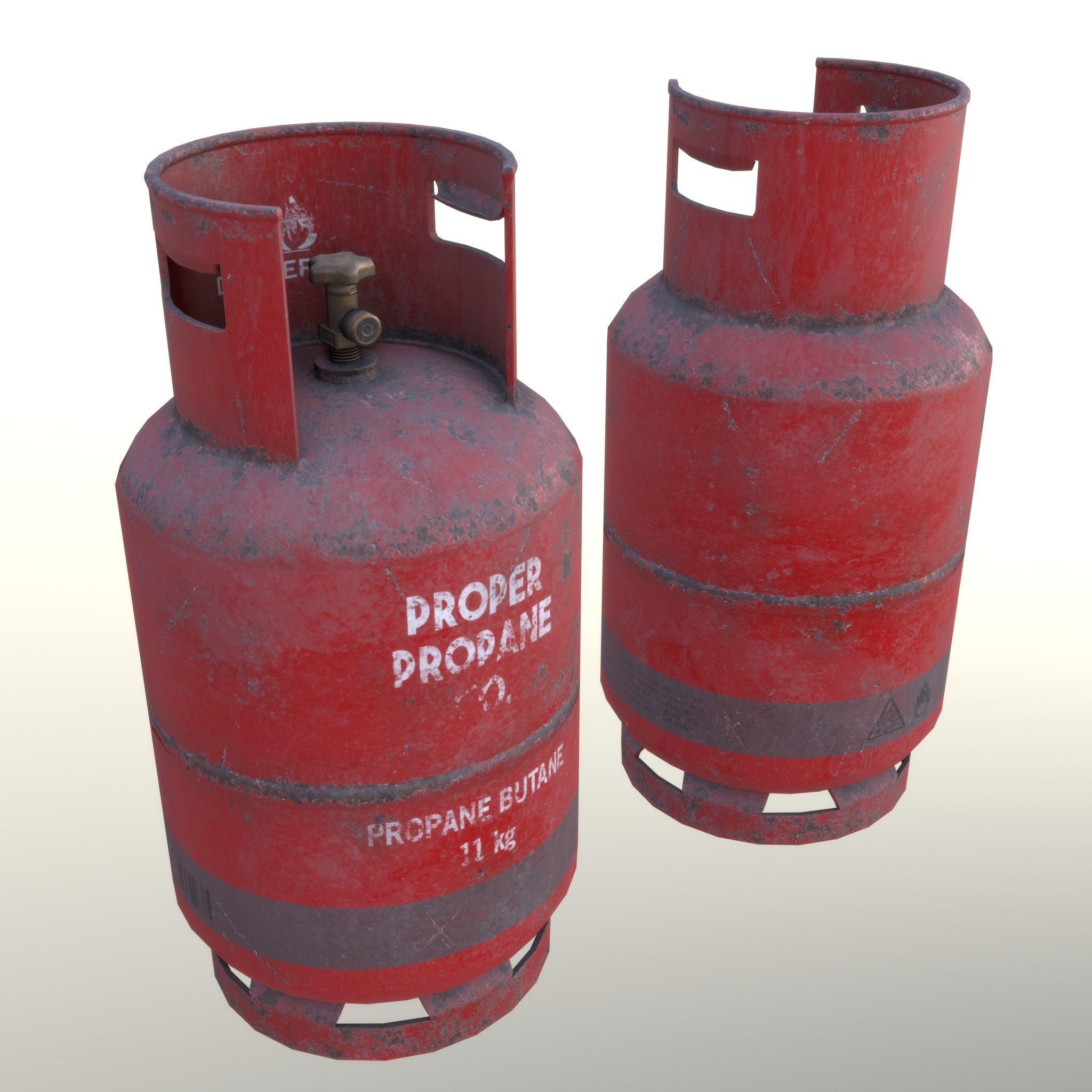 Gas Cylinder 11 kg Red - Clean and Dirty Low-poly 3D model_21