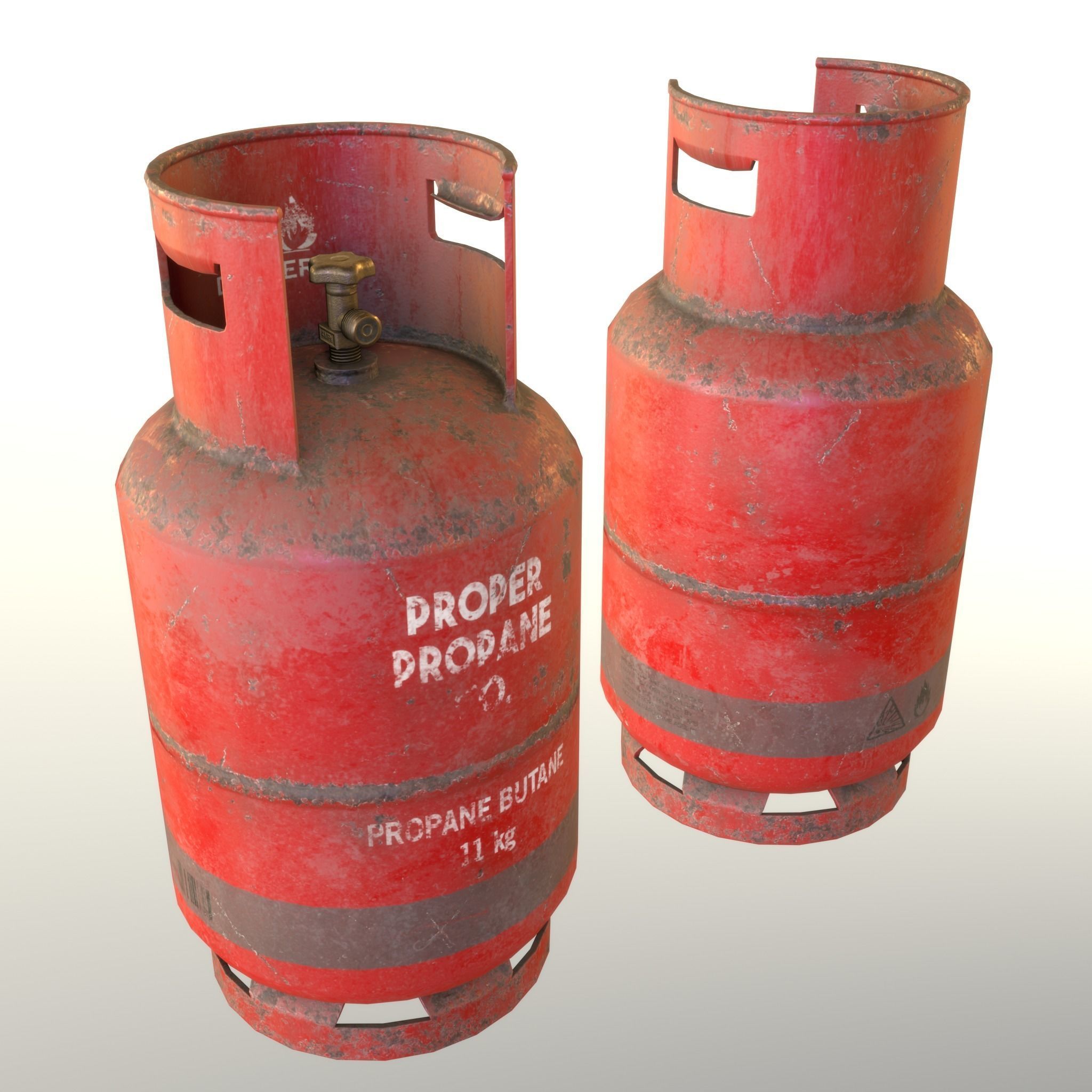 Gas Cylinder 11 kg Red - Clean and Dirty Low-poly 3D model_22