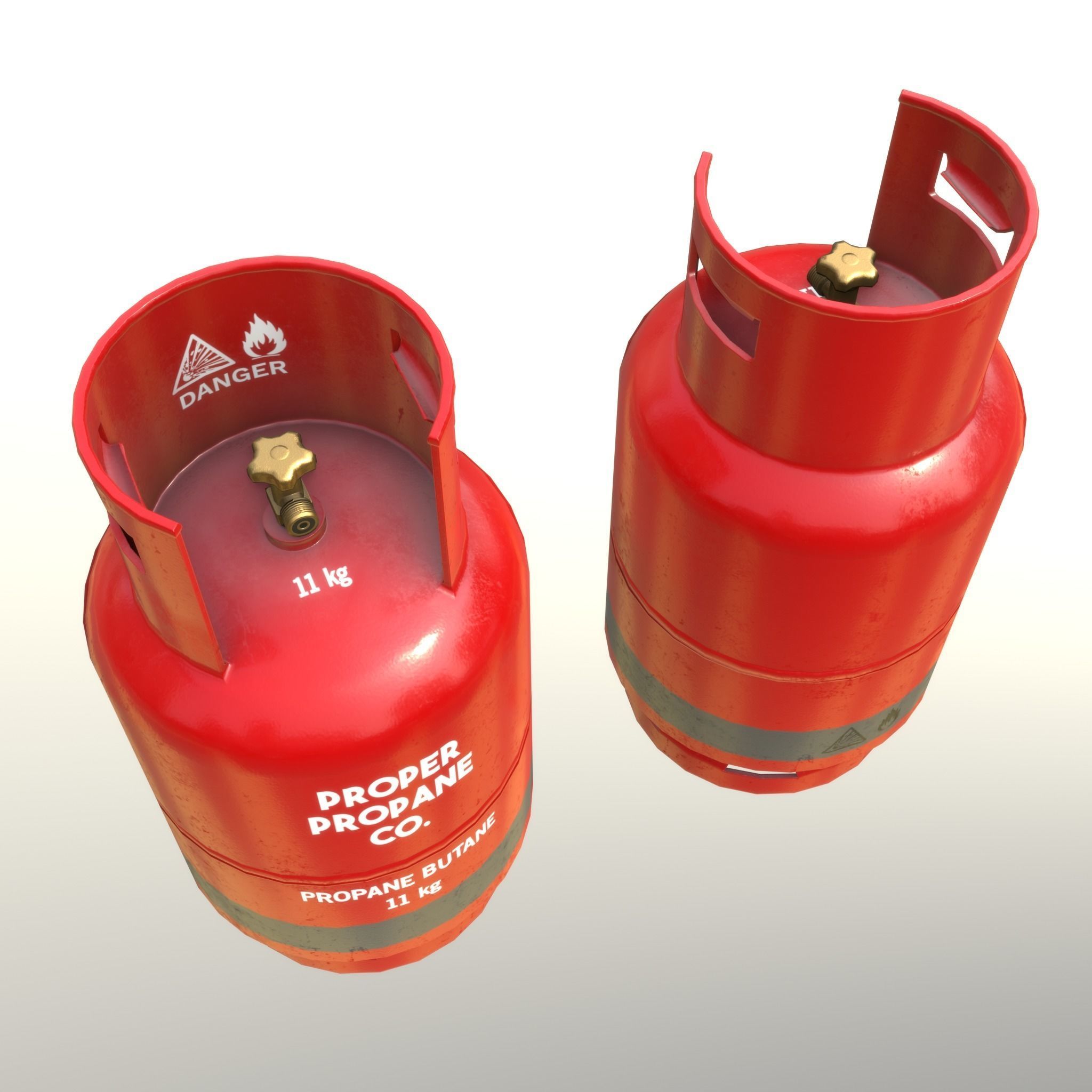 Gas Cylinder 11 kg Red - Clean and Dirty Low-poly 3D model_6