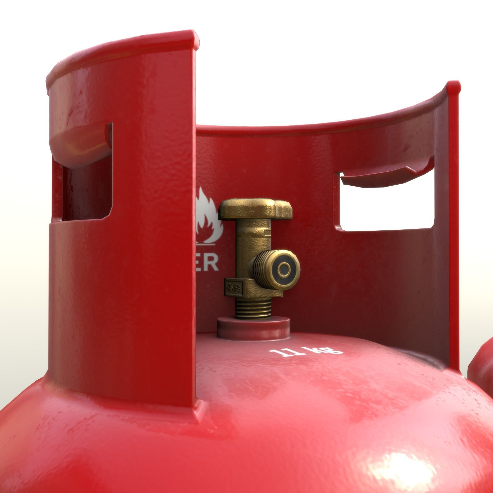 Gas Cylinder 11 kg Red - Clean and Dirty Low-poly 3D model_10