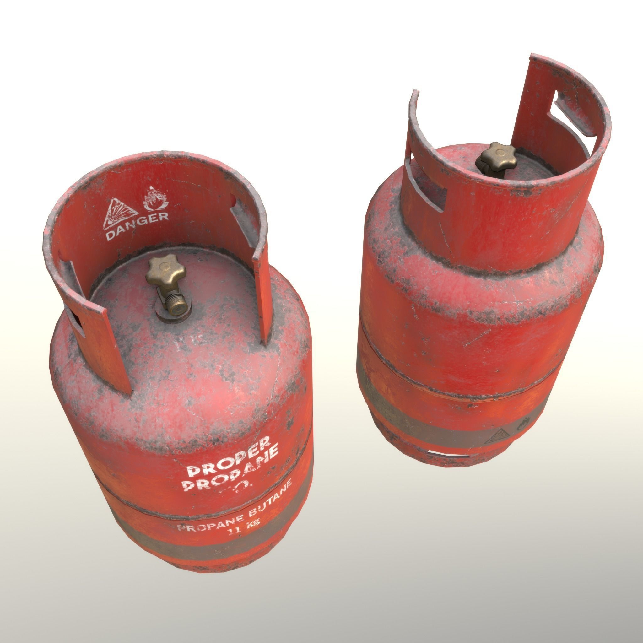 Gas Cylinder 11 kg Red - Clean and Dirty Low-poly 3D model_7