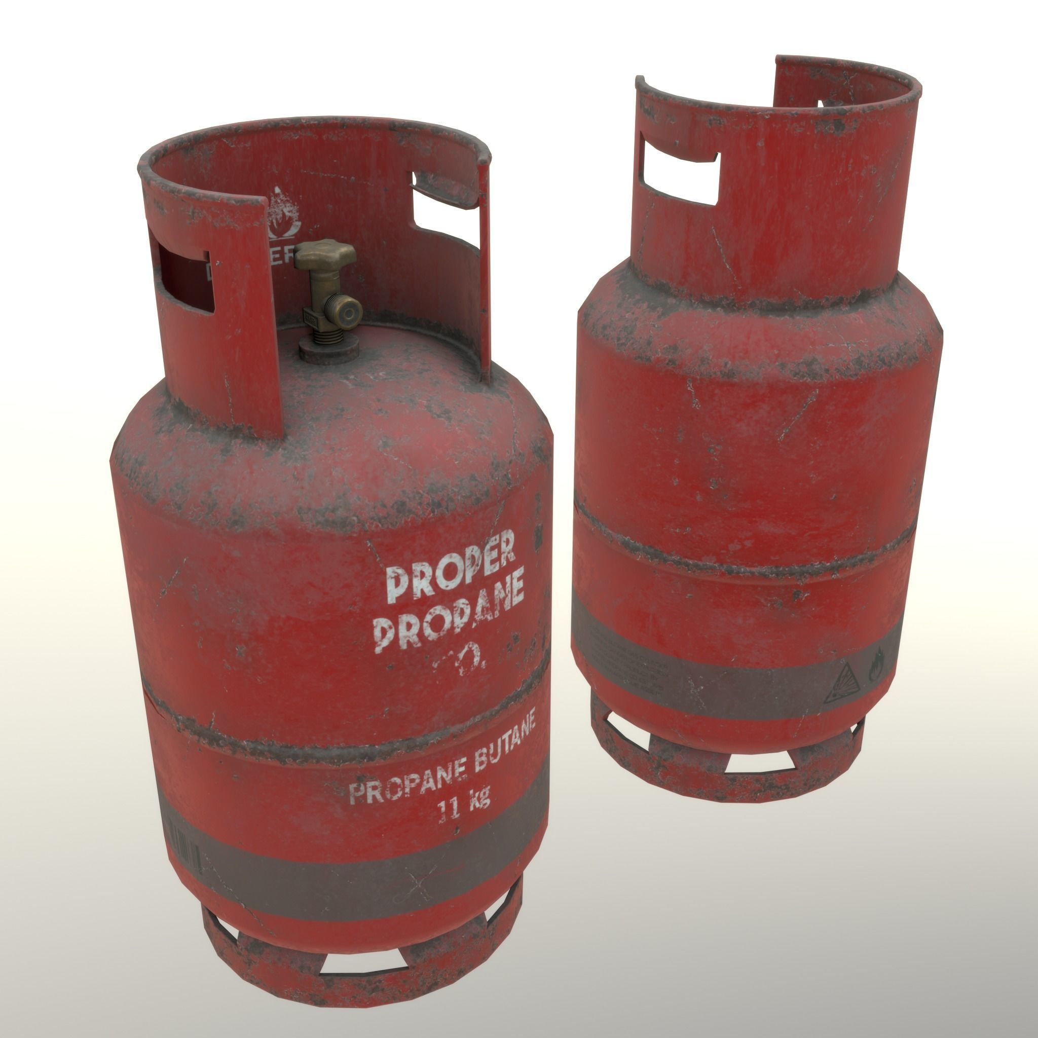 Gas Cylinder 11 kg Red - Clean and Dirty Low-poly 3D model_20