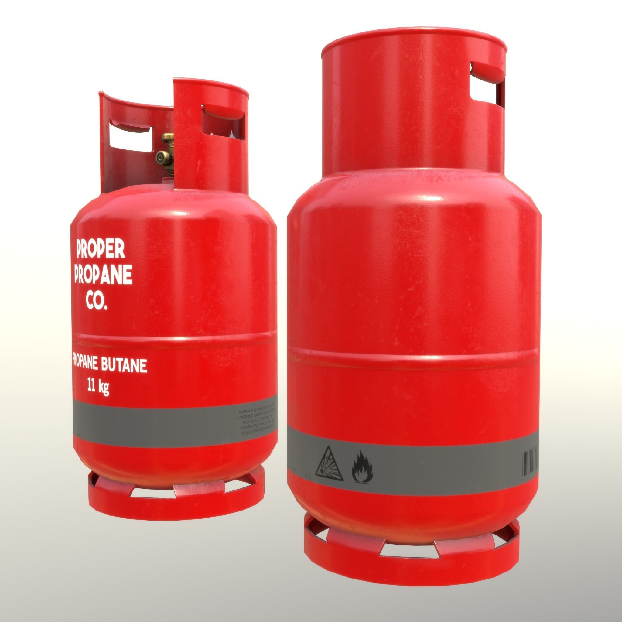 Gas Cylinder 11 kg Red - Clean and Dirty Low-poly 3D model_4