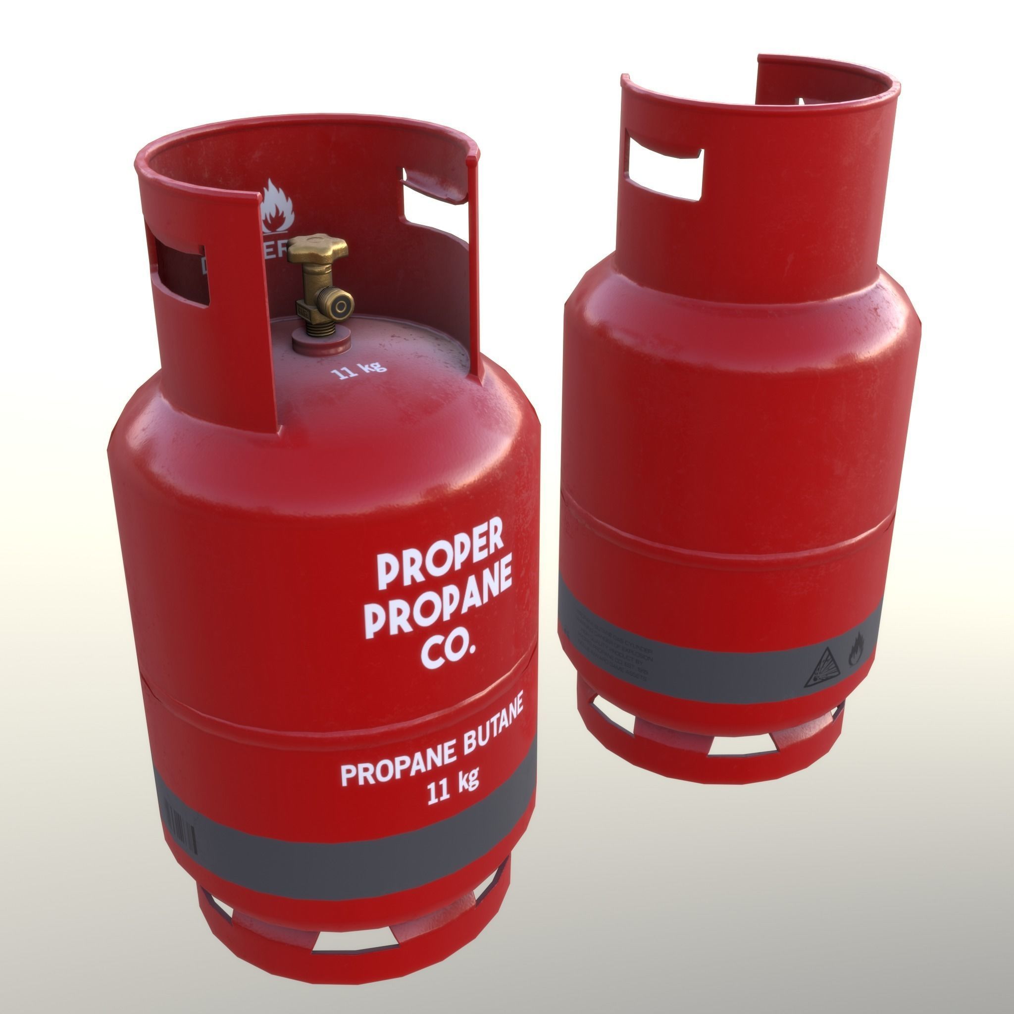Gas Cylinder 11 kg Red - Clean and Dirty Low-poly 3D model_15
