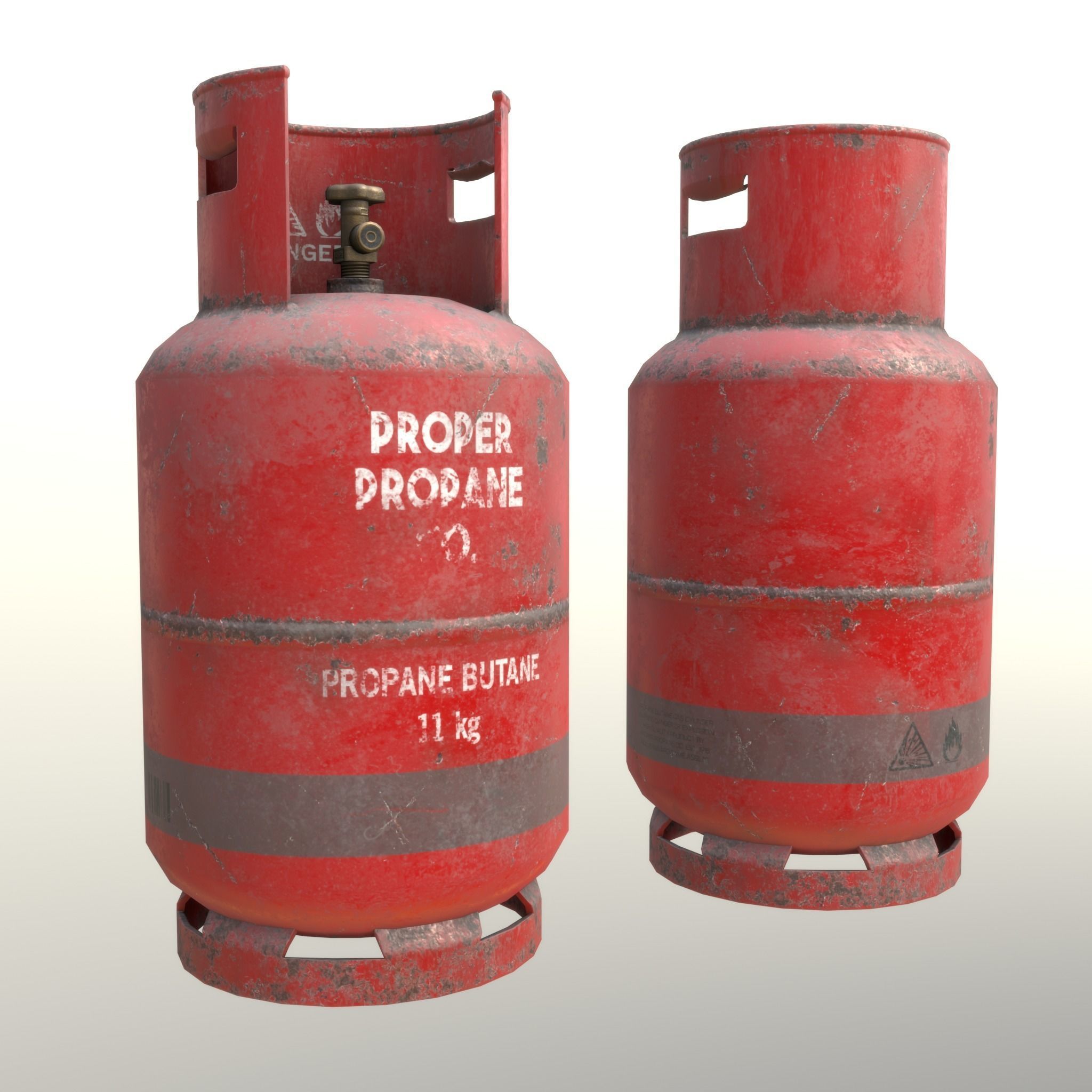 Gas Cylinder 11 kg Red - Clean and Dirty Low-poly 3D model_3