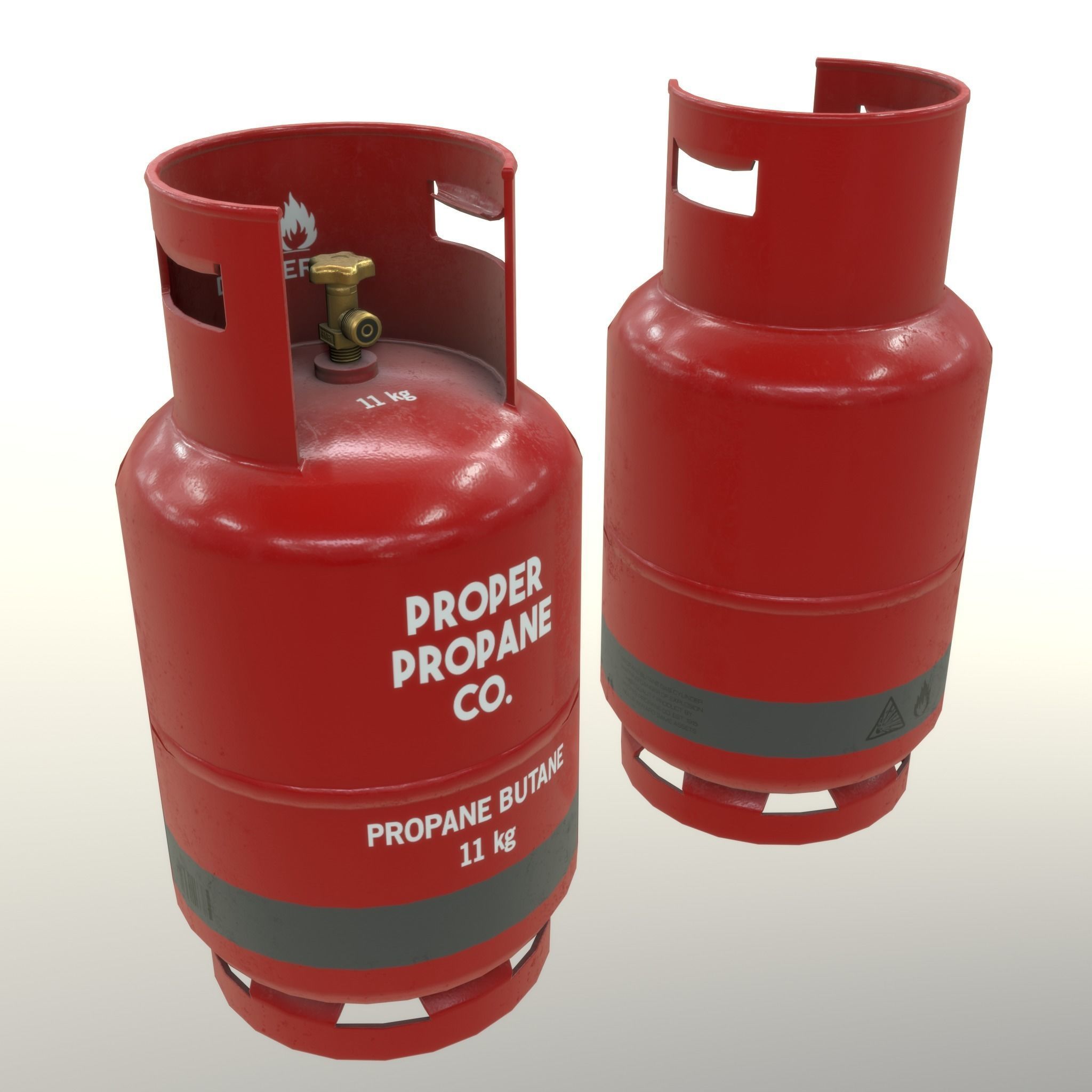 Gas Cylinder 11 kg Red - Clean and Dirty Low-poly 3D model_14