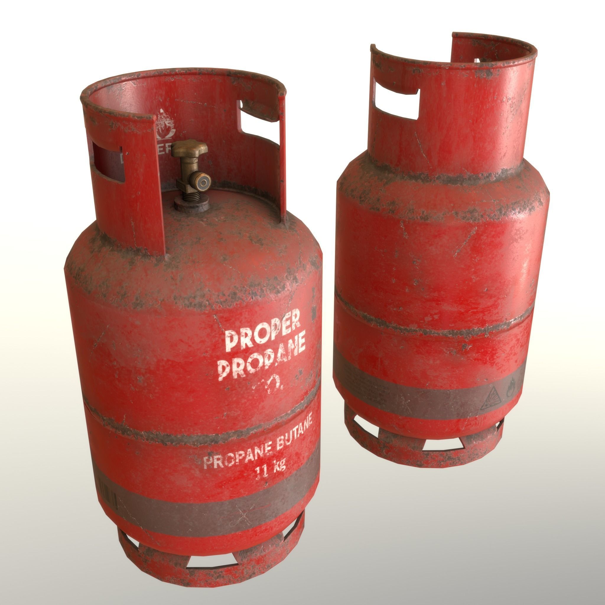Gas Cylinder 11 kg Red - Clean and Dirty Low-poly 3D model_19