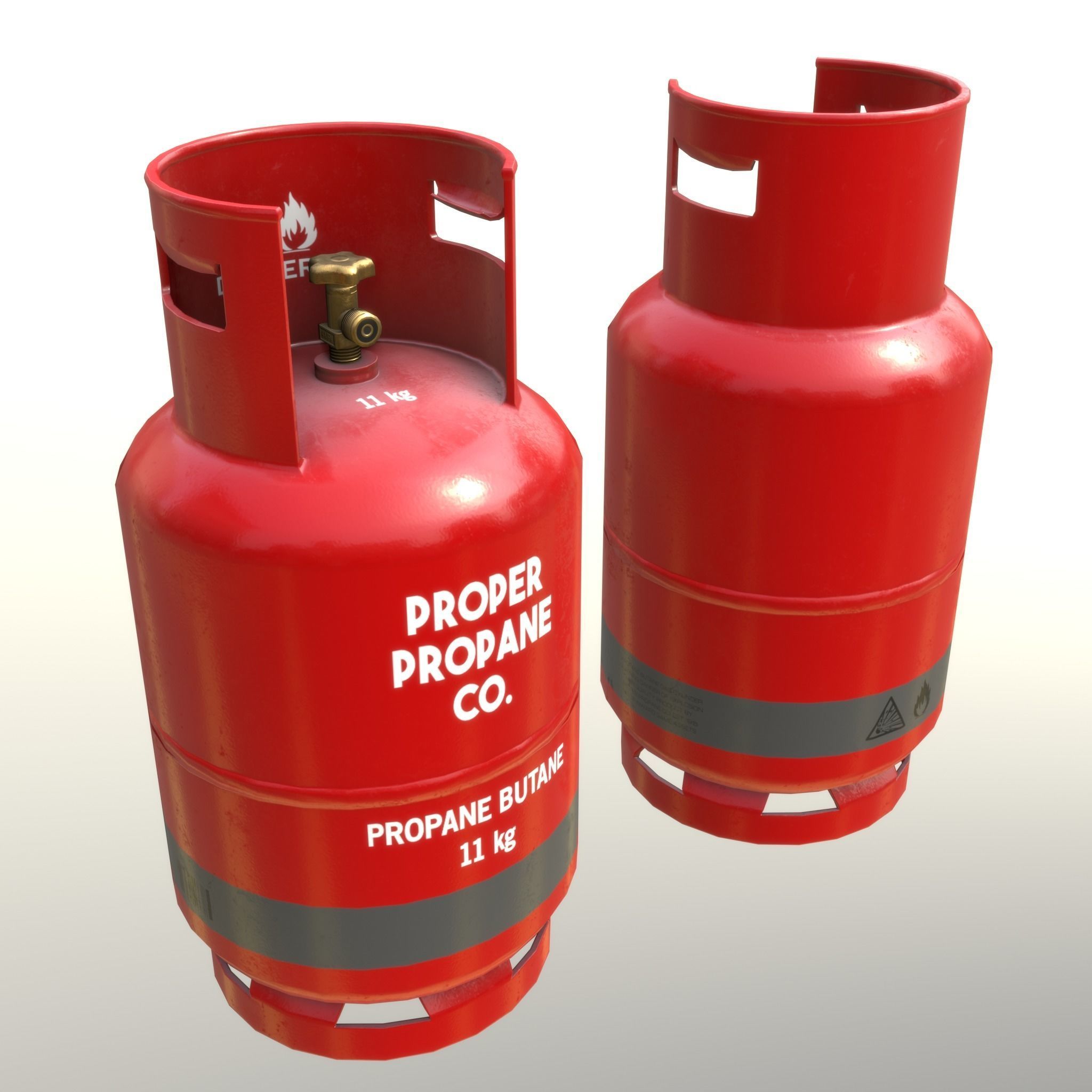 Gas Cylinder 11 kg Red - Clean and Dirty Low-poly 3D model_12