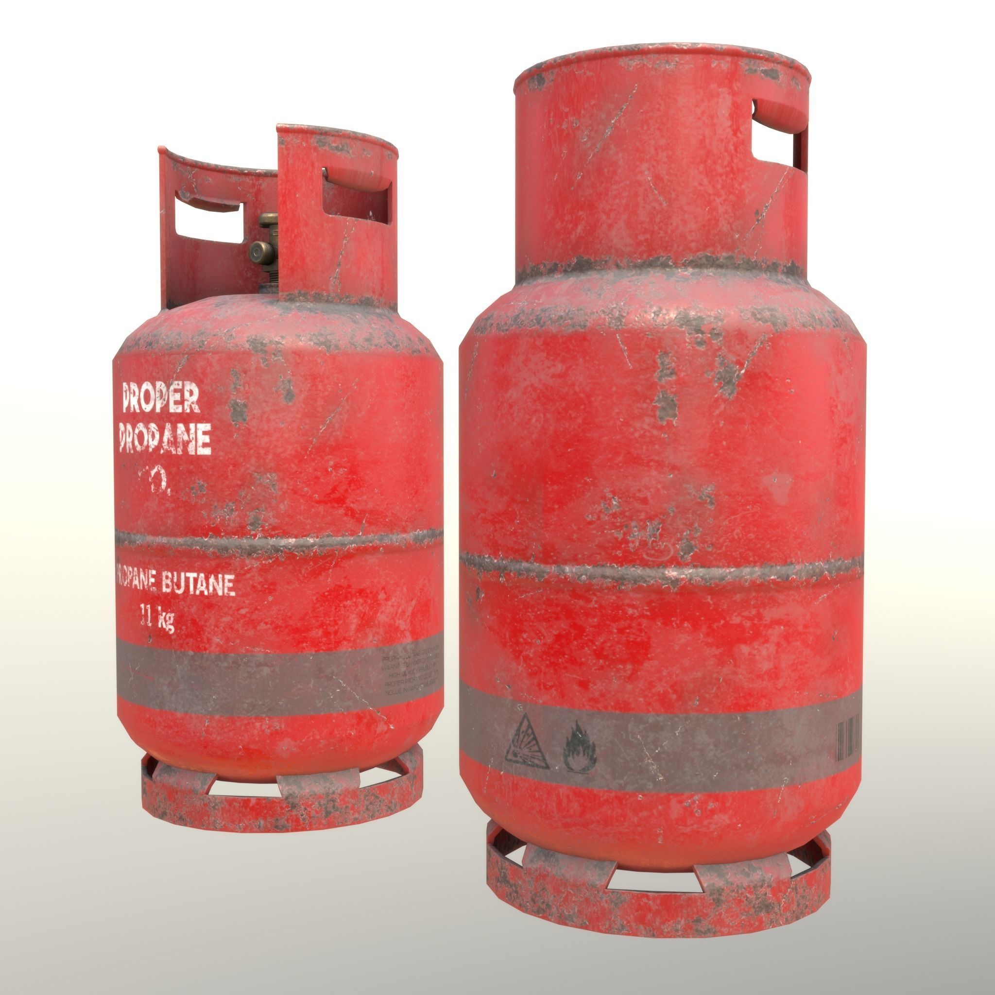 Gas Cylinder 11 kg Red - Clean and Dirty Low-poly 3D model_5